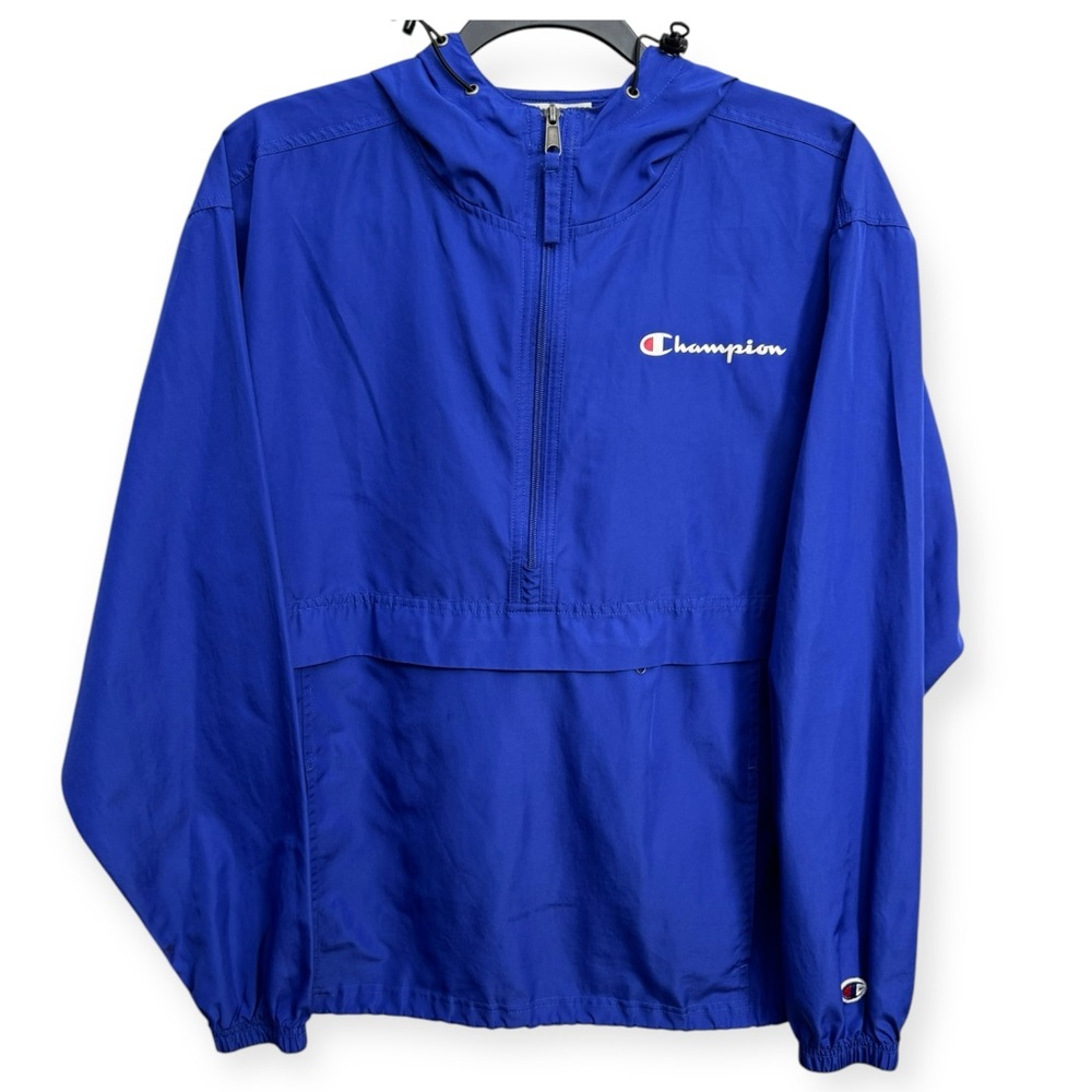 Champion Blue Raincoat‎ with Quarter-Zip and Stand-Up Collar